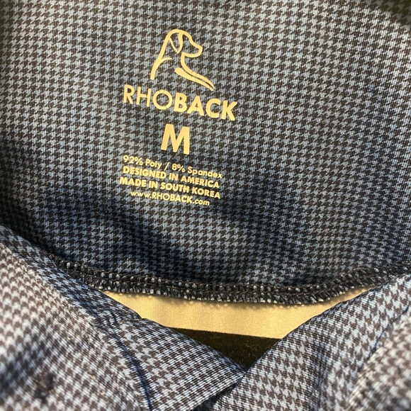 Rhoback The Dogstooth Houndstooth Performance PoloBlue Polo Shirt - Picture 6 of 8